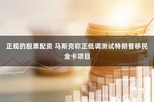 正规的股票配资 马斯克称正低调测试特朗普移民金卡项目