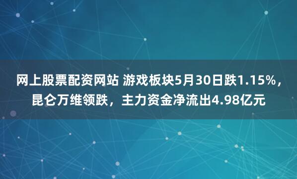网上股票配资网站 游戏板块5月30日跌1.15%，昆仑万维领跌，主力资金净流出4.98亿元